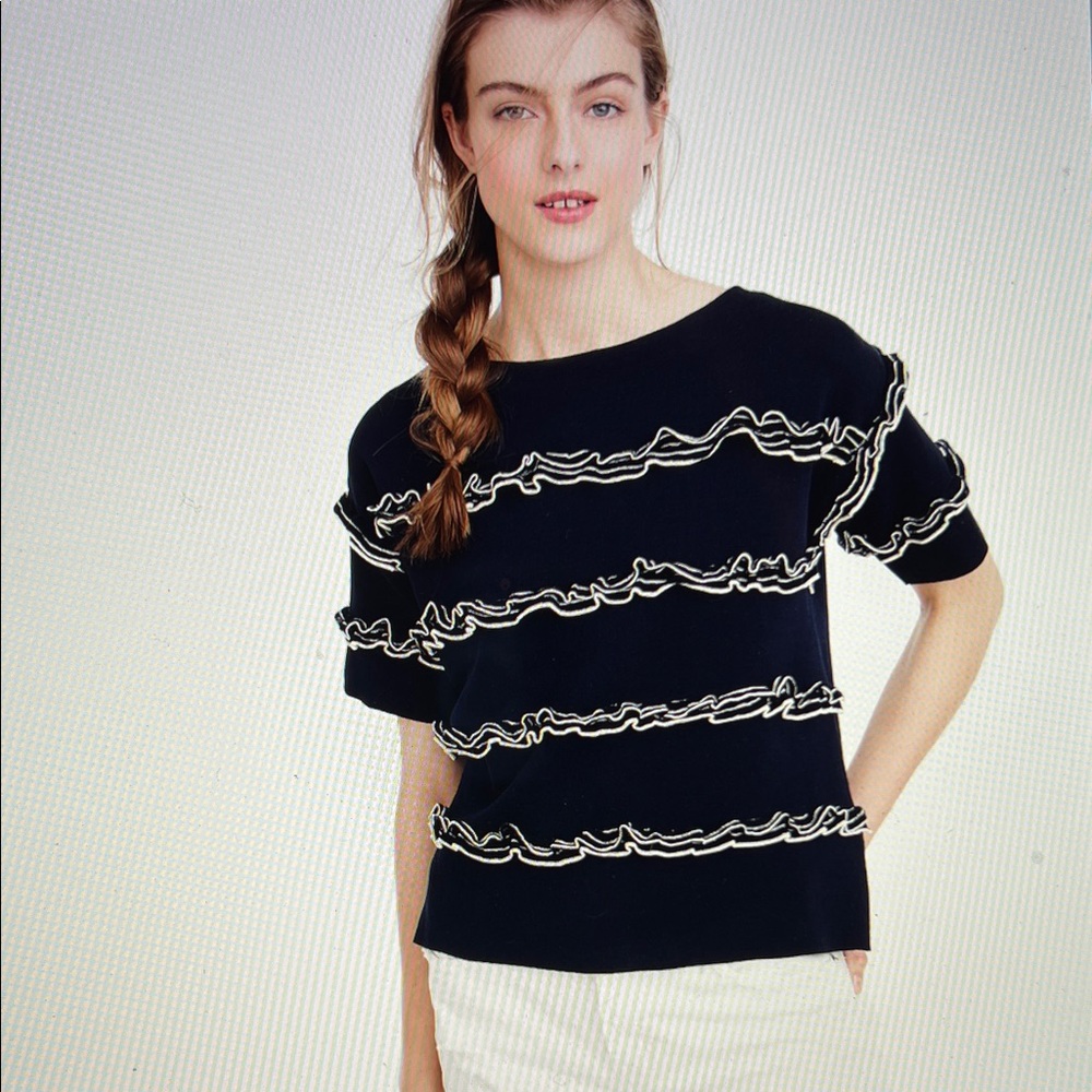 J.Crew Ruffle Boatneck Sweater